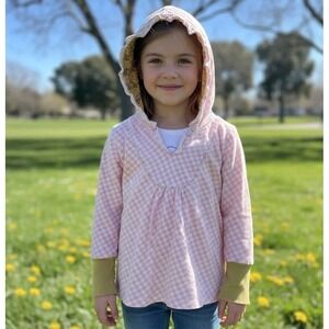 Matilda Jane Size 6 Serendipity Hoodie Pink Plaid With Flowers Long Sleeve
